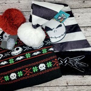 DISNEY'S NIGHTMARE BEFORE CHRISTMAS JACK 30th ANNIV BEANIE & CHRISTMAS HAT SET!!